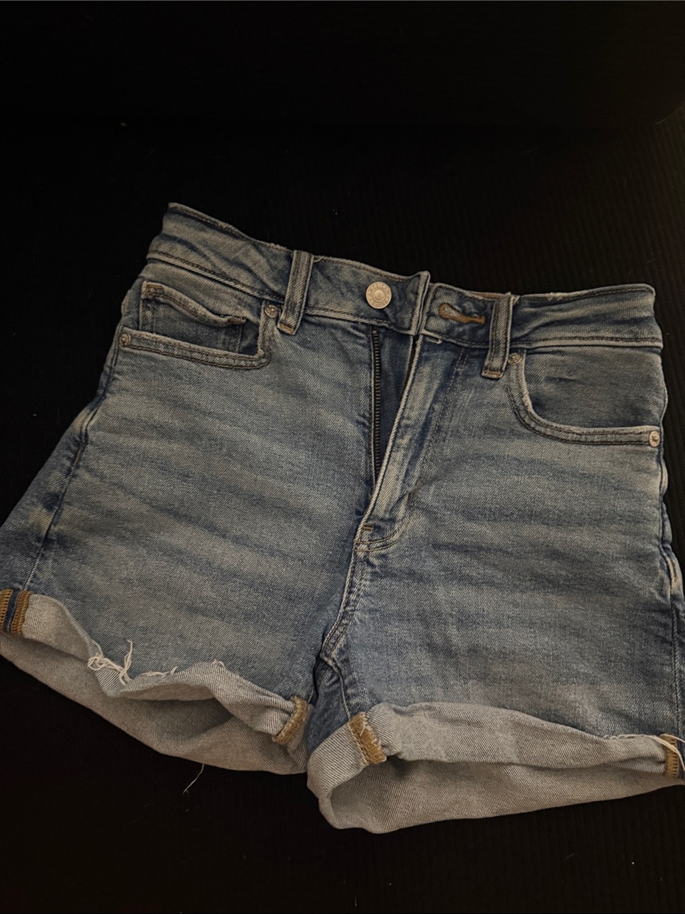 American Eagle Outfitters Light Blue Rolled-Hem Denim Shorts